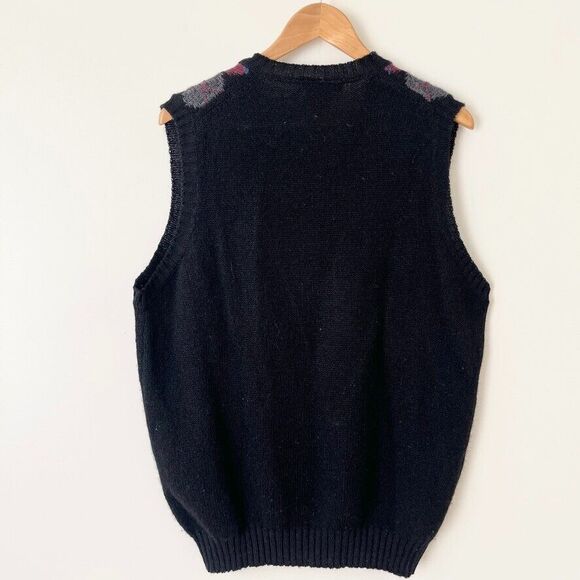 Christopher Hayes Shetland Wool Argyle Sweater Vest Mens L Vtg Preppy Academia - Picture 6 of 8